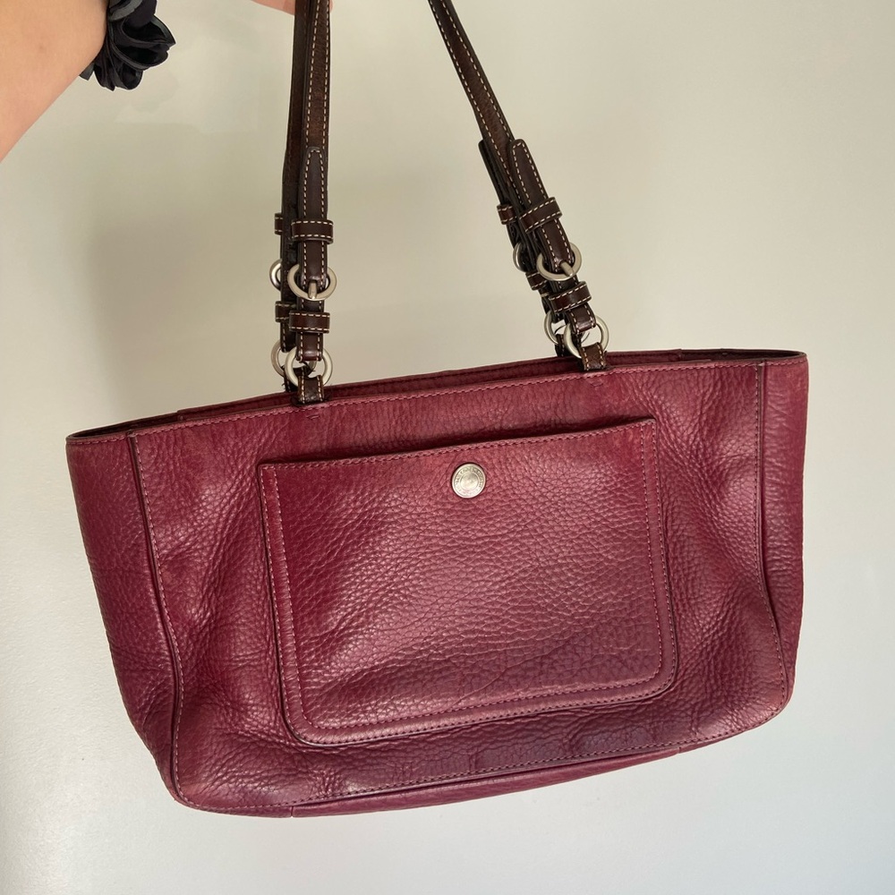 Coach Burgundy real Leather Tote Bag